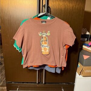 Zutters Brown Graphic  crop Tee beer